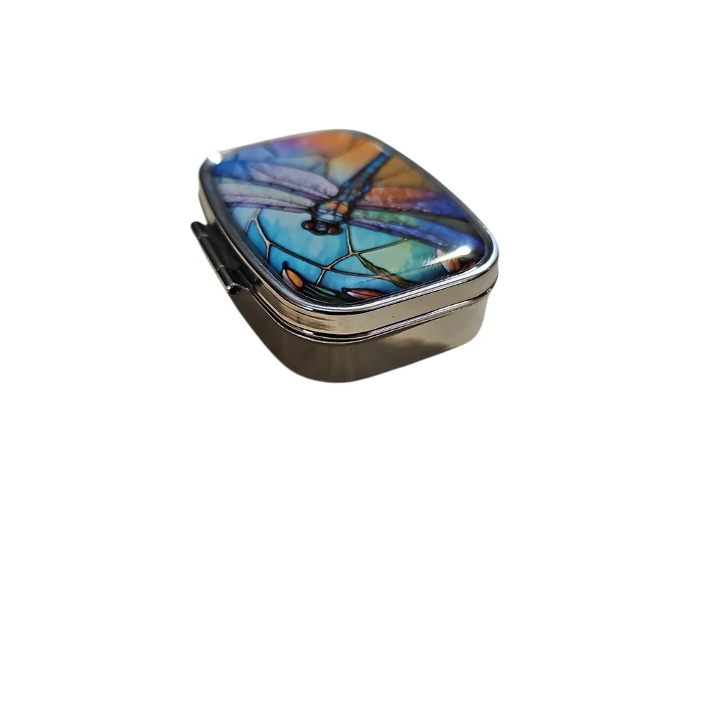 Colorful Dragonfly Stained Trinket Box - Picture 7 of 9